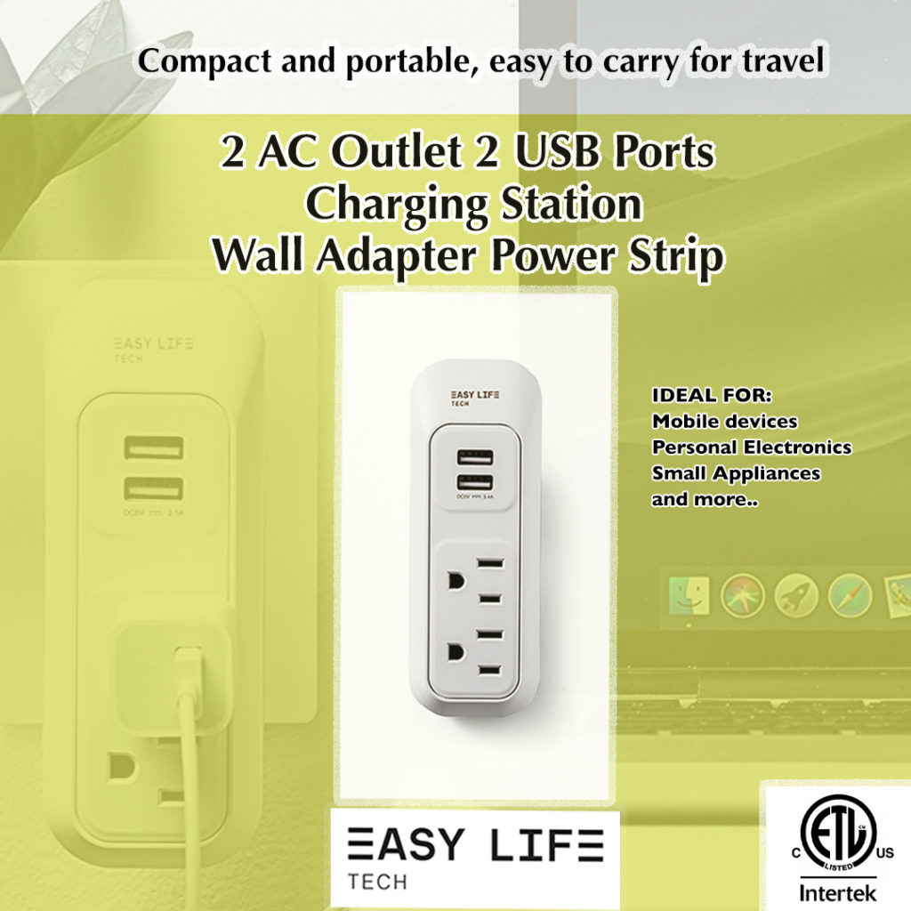 2 AC Outlets & 2 USB Charging Ports Multi-Plug Outlet Expander