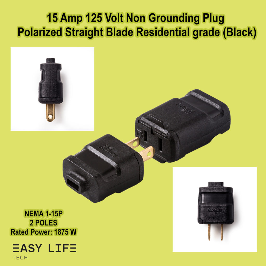 15A 125V Non-Grounding Plug Polarized Straight Blade Residential grade