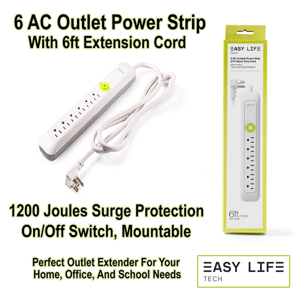 6 AC Outlet Power Strip with 6 ft. Extension Cord