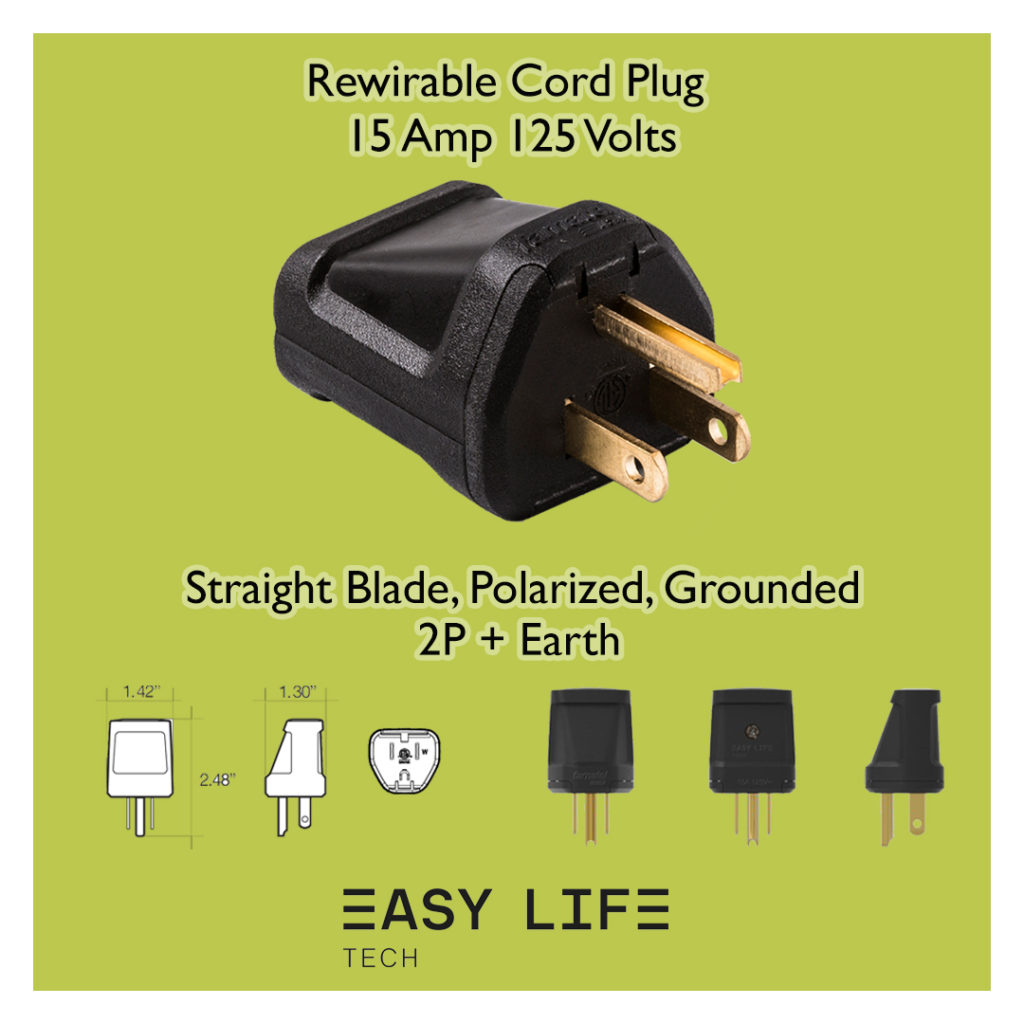 Rewirable Cord Plug 15A 125V