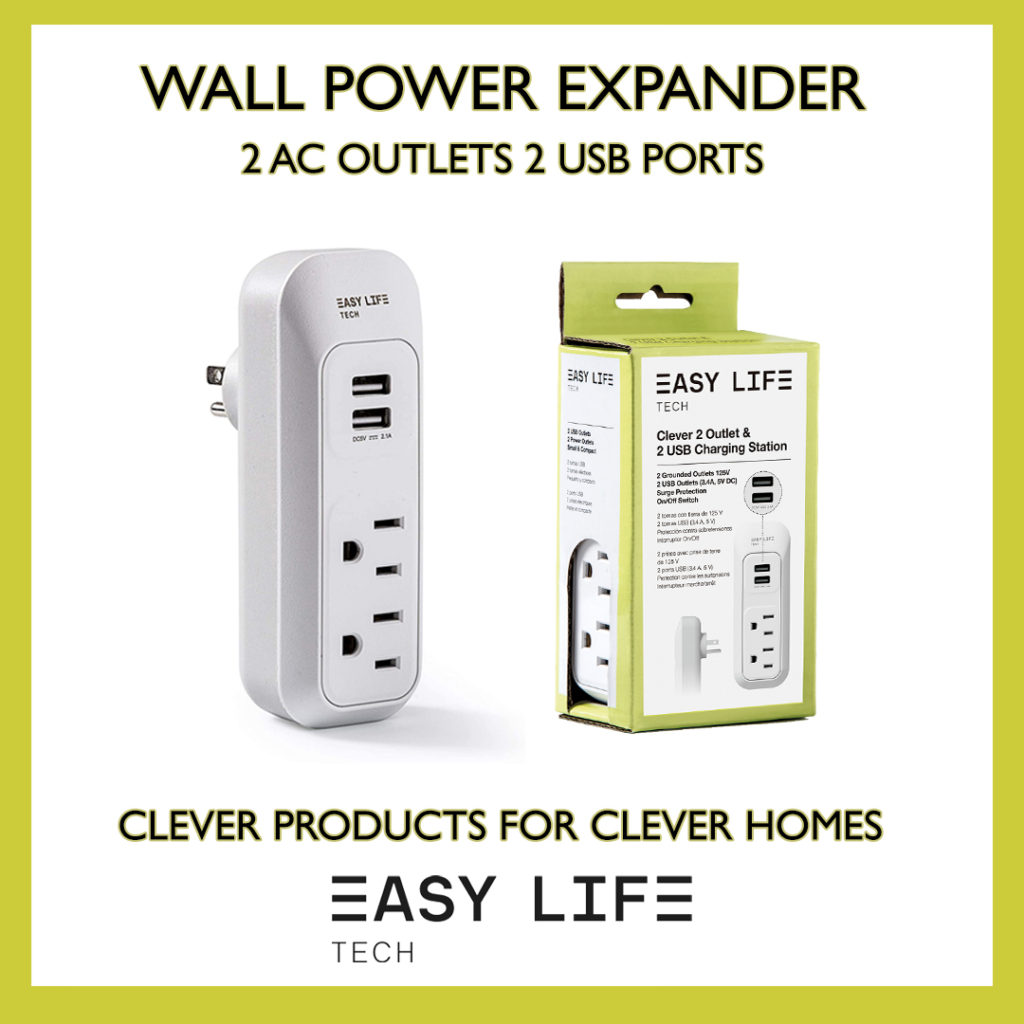 Wall Power Expander 2 AC Outlets 2 USB Ports