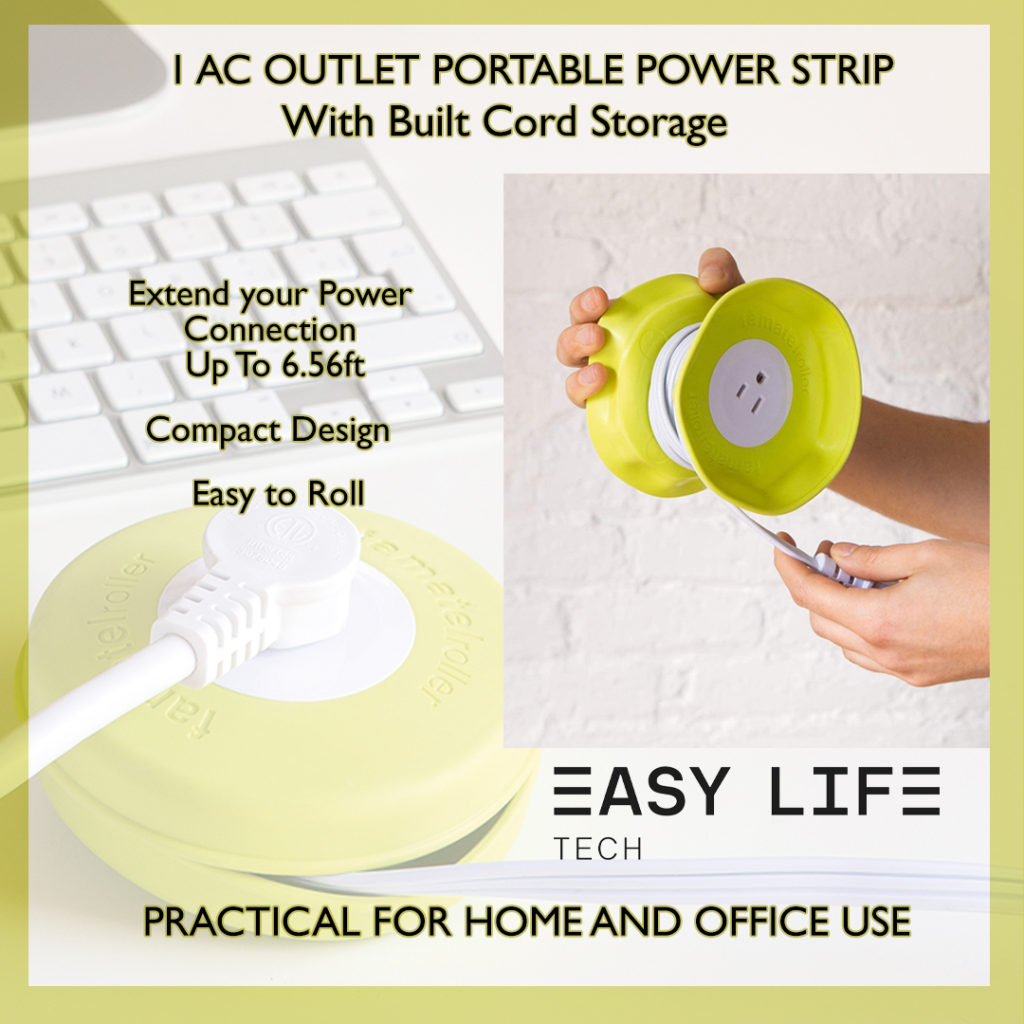 1 AC OUTLET POWER STRIP WITH BUILT CORD STORAGE