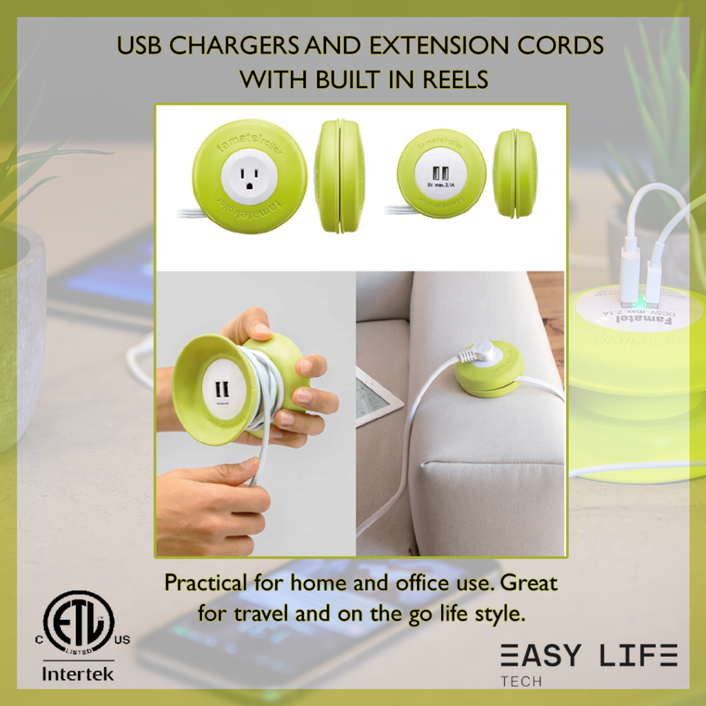 USB Chargers and Extension Cords with Built-in Reels