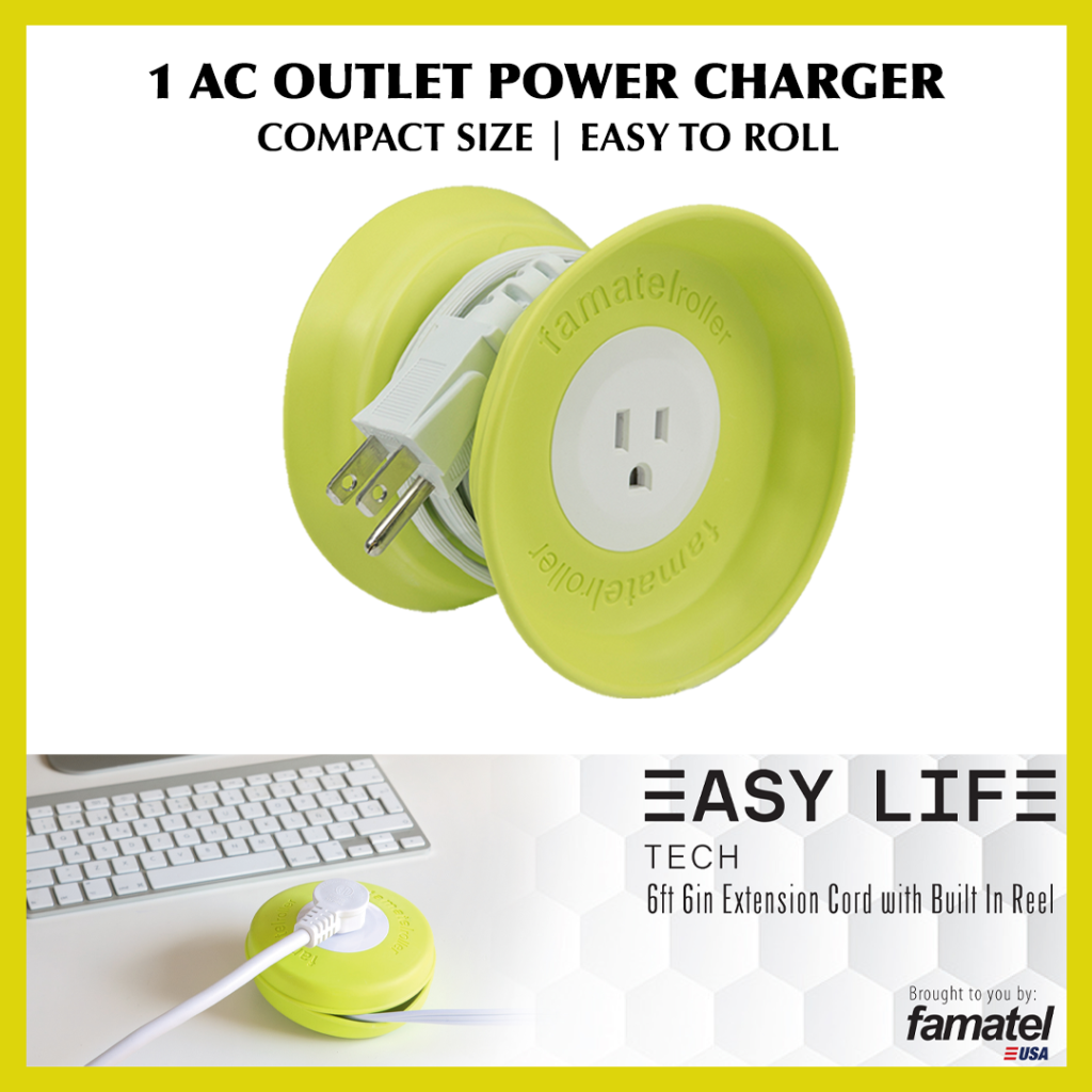 1 AC Outlet Power Charger, Compact Size Easy to Roll
