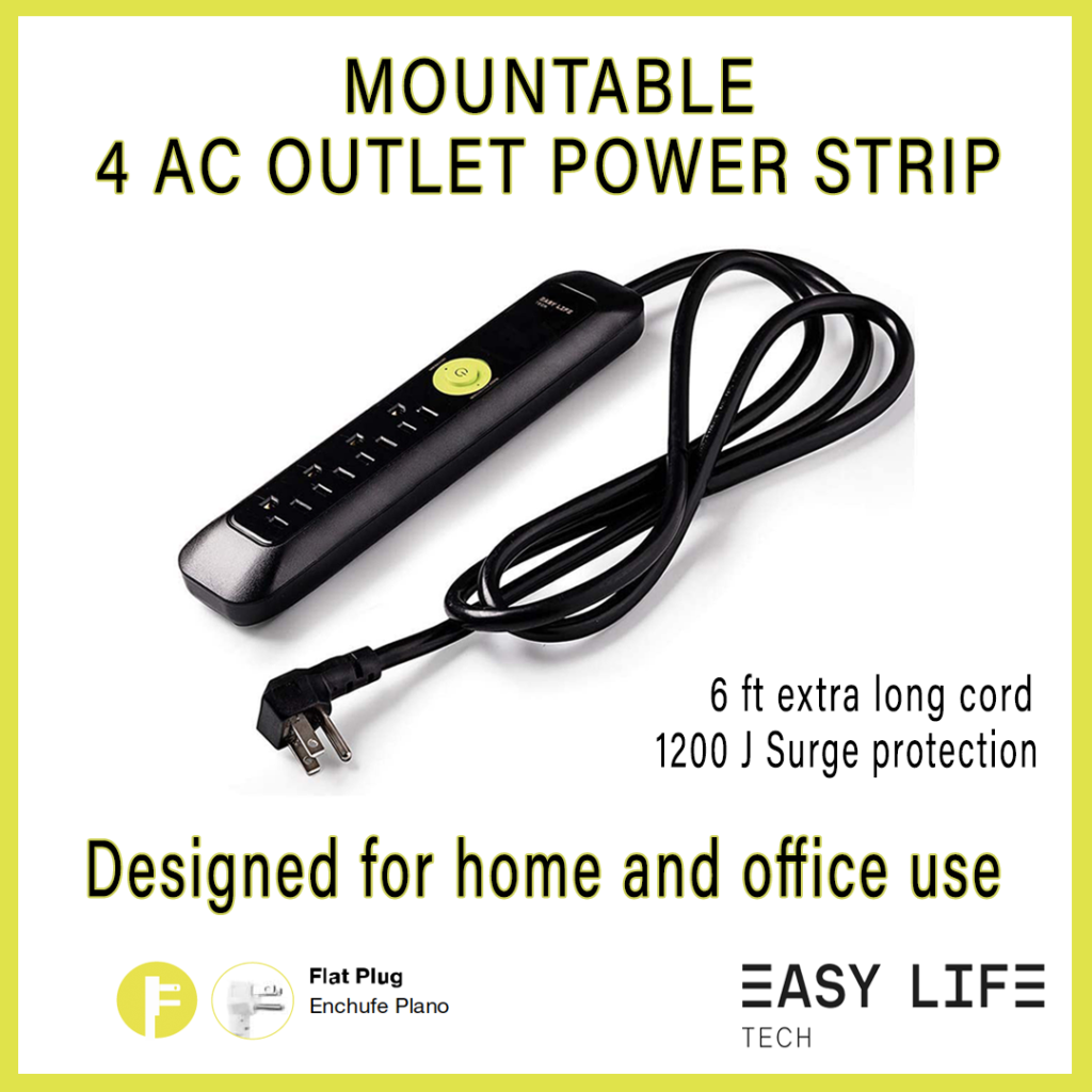 Mountable 4 AC Outlet Power Strip