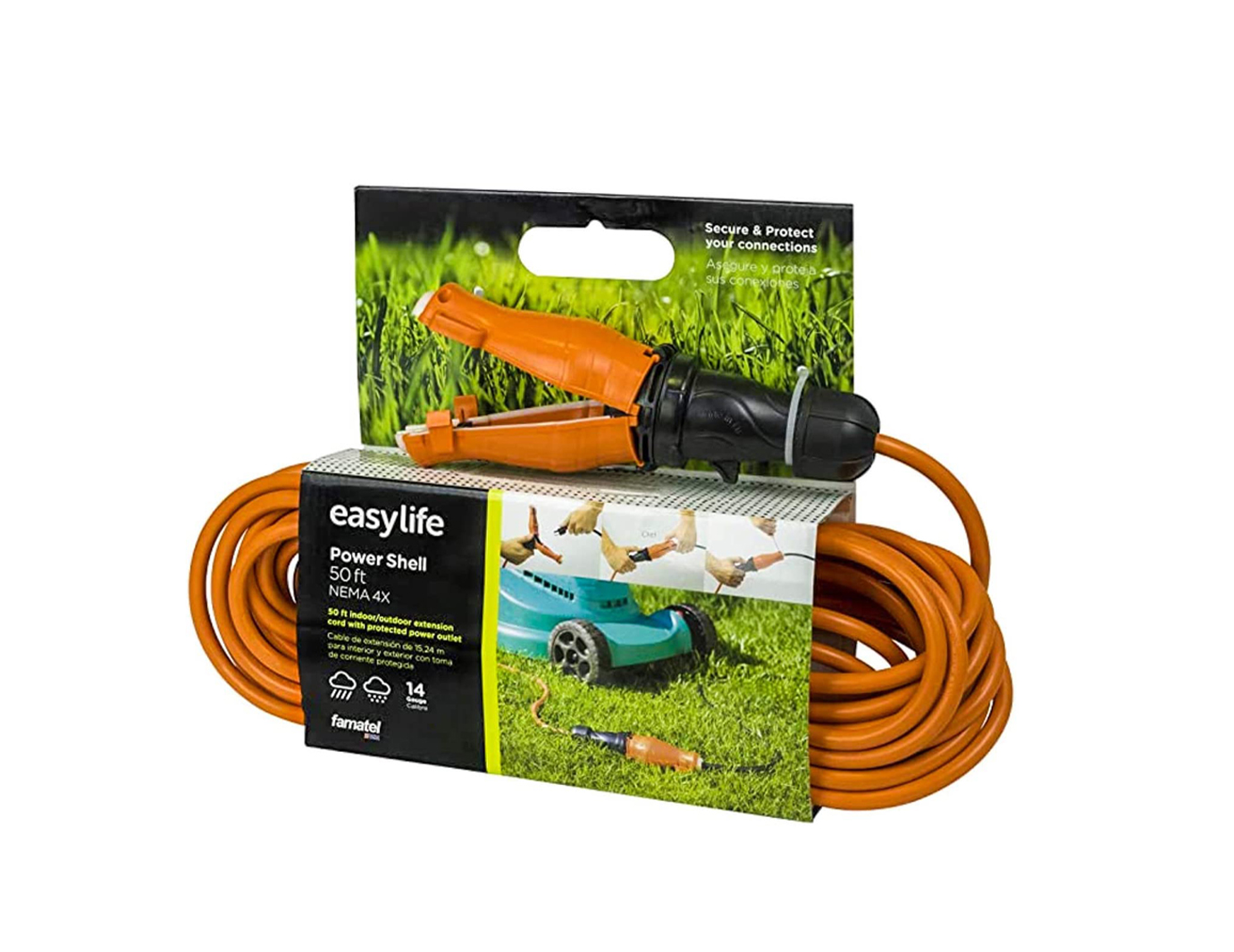 50 ft Extension Cord with Connector Safety Seal Protector Weatherproof -  Rated for Outdoors