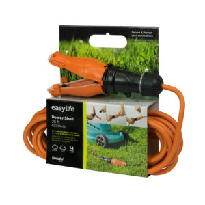25 ft Extension Cord with Connector Safety Seal, 15 Amp outlet, 125 V, 1875 W Maximum, Insulated for 300 V, Great for home and professional outdoor use.