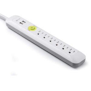 6 Outlet Power Strip Surge Protector with 2 USB (White)