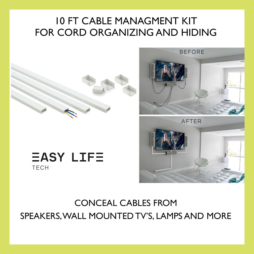 10ft Cable Management Kit for Cord Organizing - EasyLife Tech by FAMATEL