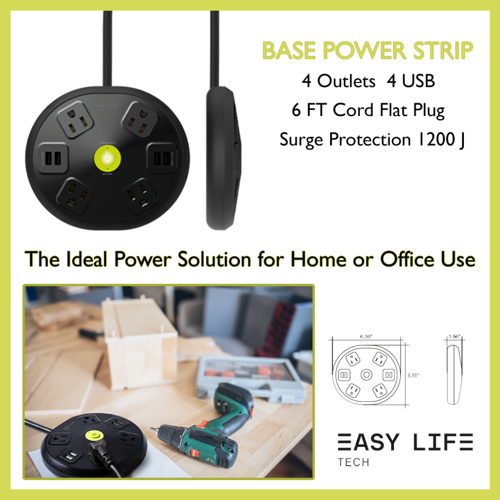 Base Power Strips 4 Outlets 4 USB
