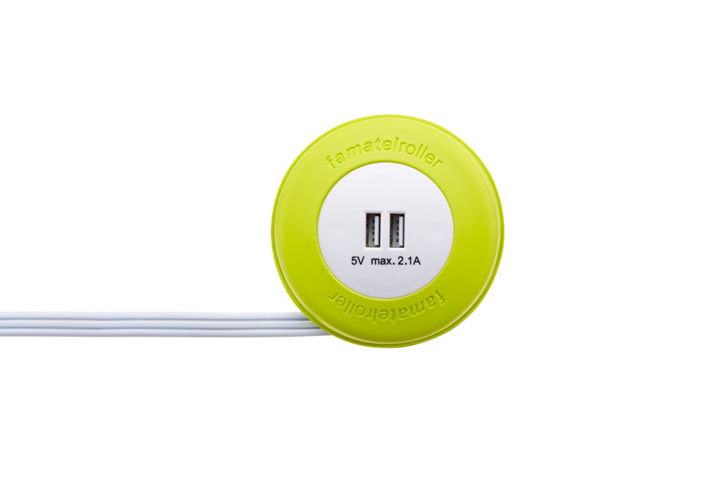 Double USB Charger with Built-in Reel