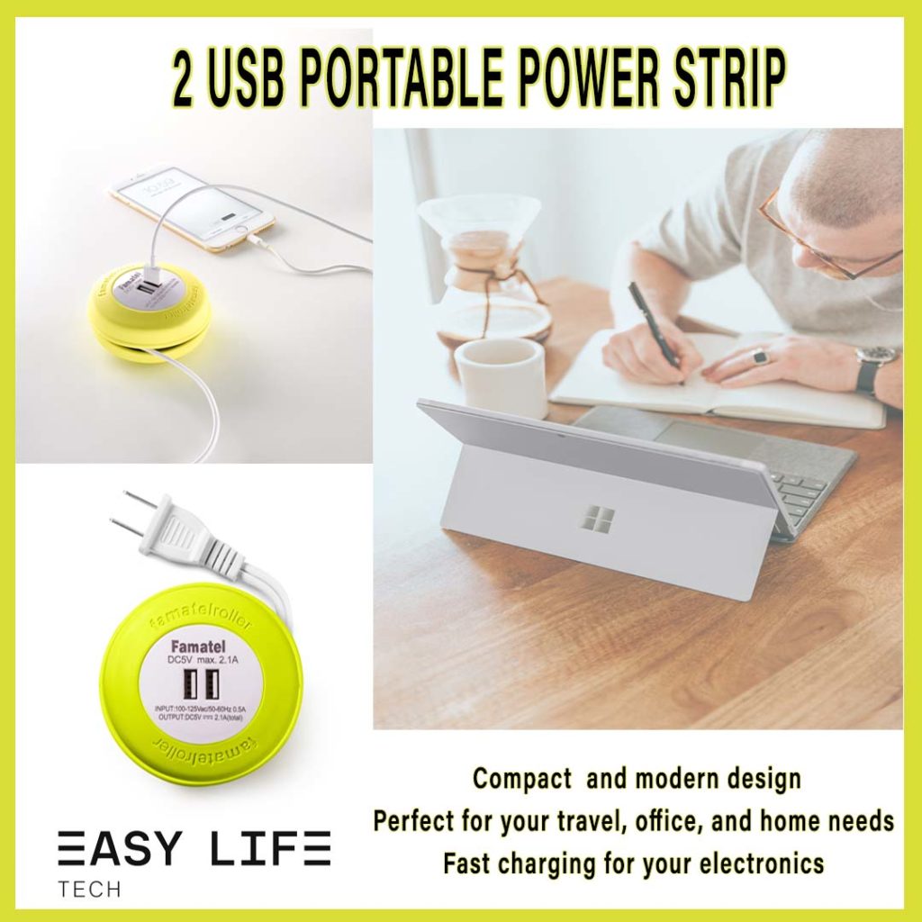 2 USB PORTABLE POWER STRIP