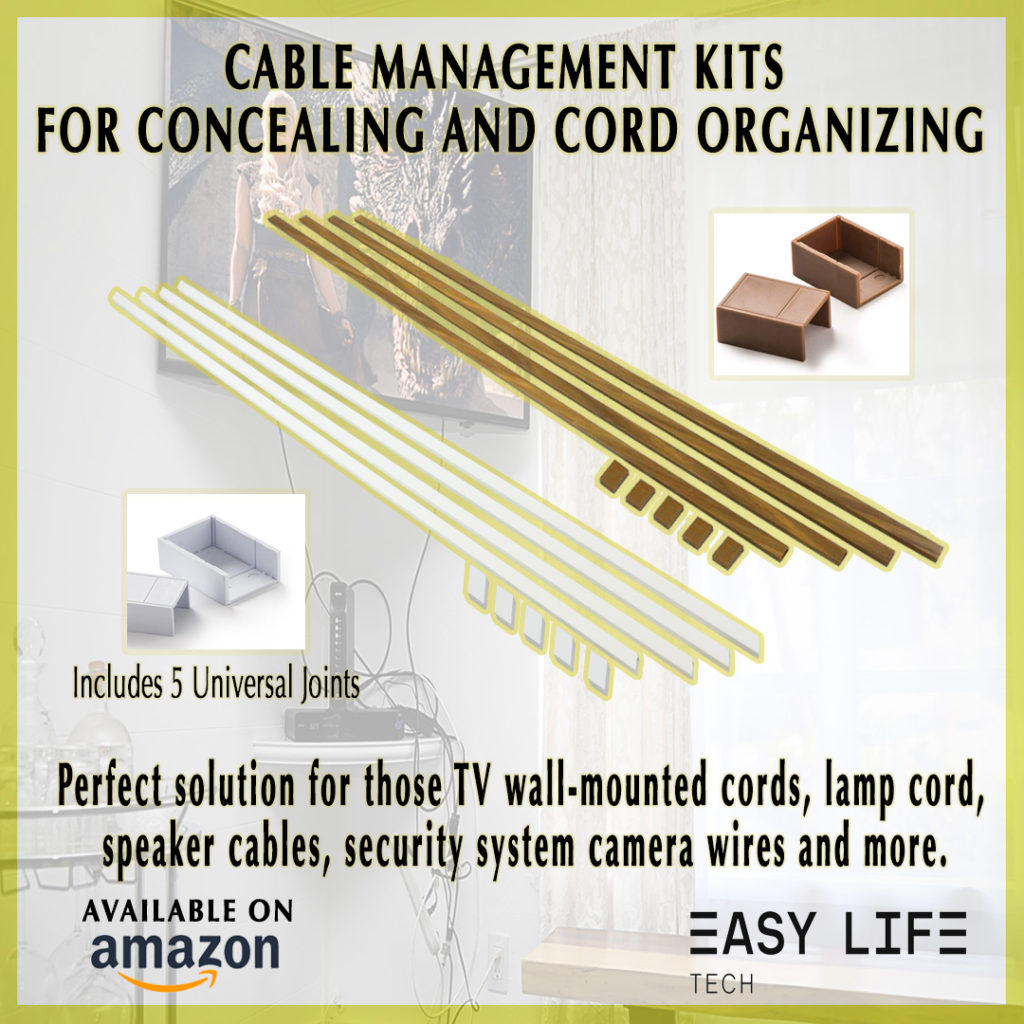Easylife Tech Cable Management Kit – 10ft Wire Raceway System for Concealing and Organizing Cords, Wall-Mount TV Cable Cover, Paintable PVC, Adhesive Cord Organizer for Home, Office, and Entertainment Centers