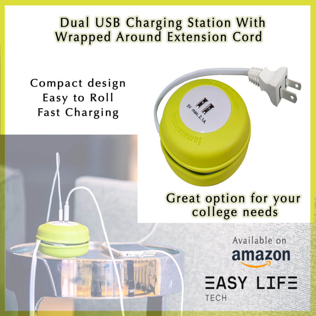 Easylife Tech dual USB charging station – compact wall-mounted power hub with AC outlet and 2 USB ports, surge-protected charger for phones, tablets, travel gear, and home office electronics