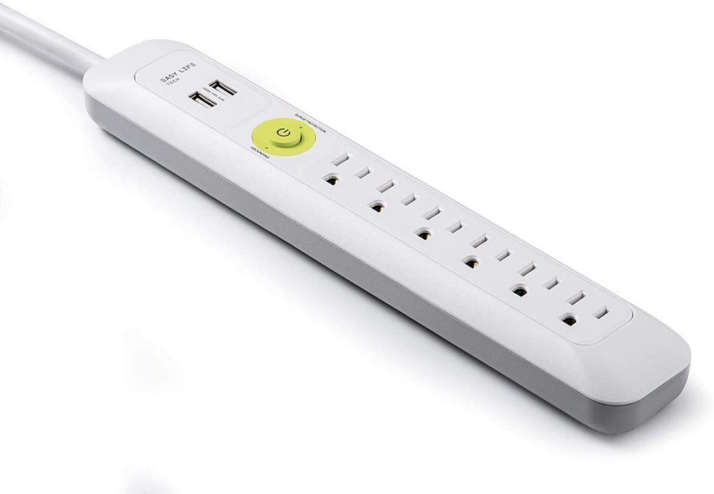 Charger with surge protection 6 outlets 2 usb