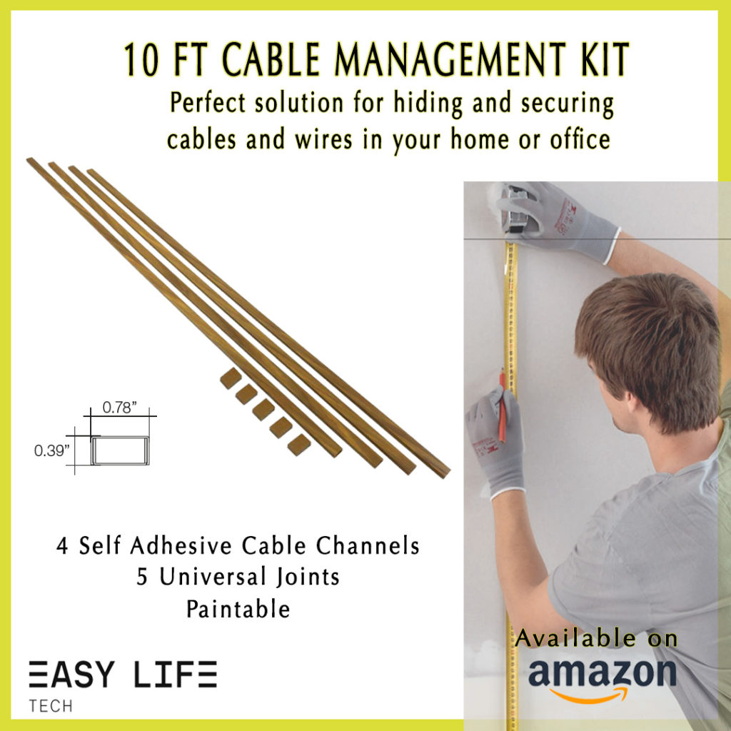 10 FT Cable Management Kit, hide and conceal cables and wires in your home or office.