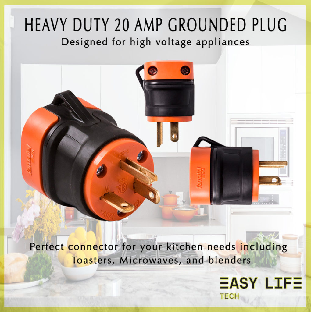 20A 125V grounded plug, heavy-duty NEMA 5-20P plug, 20 amp 3-prong plug, industrial-grade power plug, grounded extension cord plug, 20A 125V male plug, rugged power connector, durable electrical plug, high-impact plug for tools, 20A 125V plug for appliances
