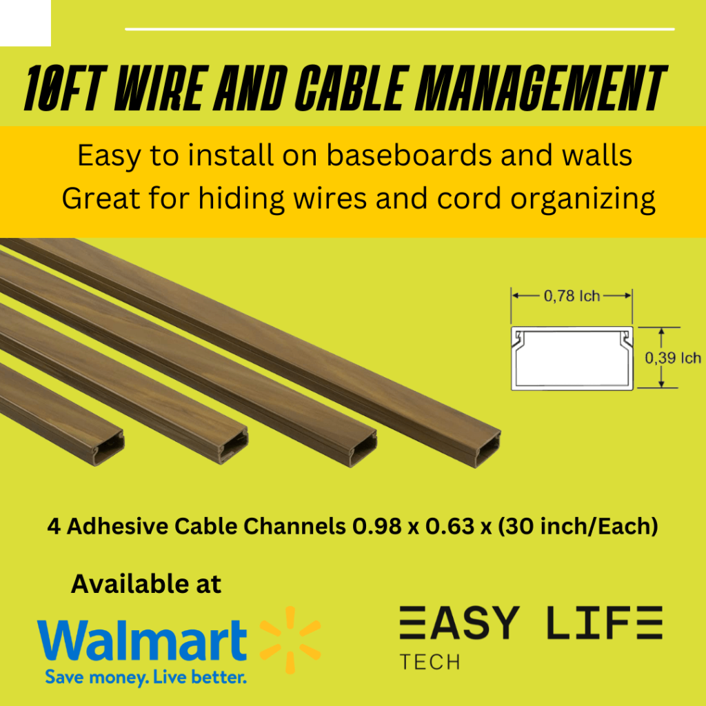 Self-adhesive 10 ft wire and cable management kit