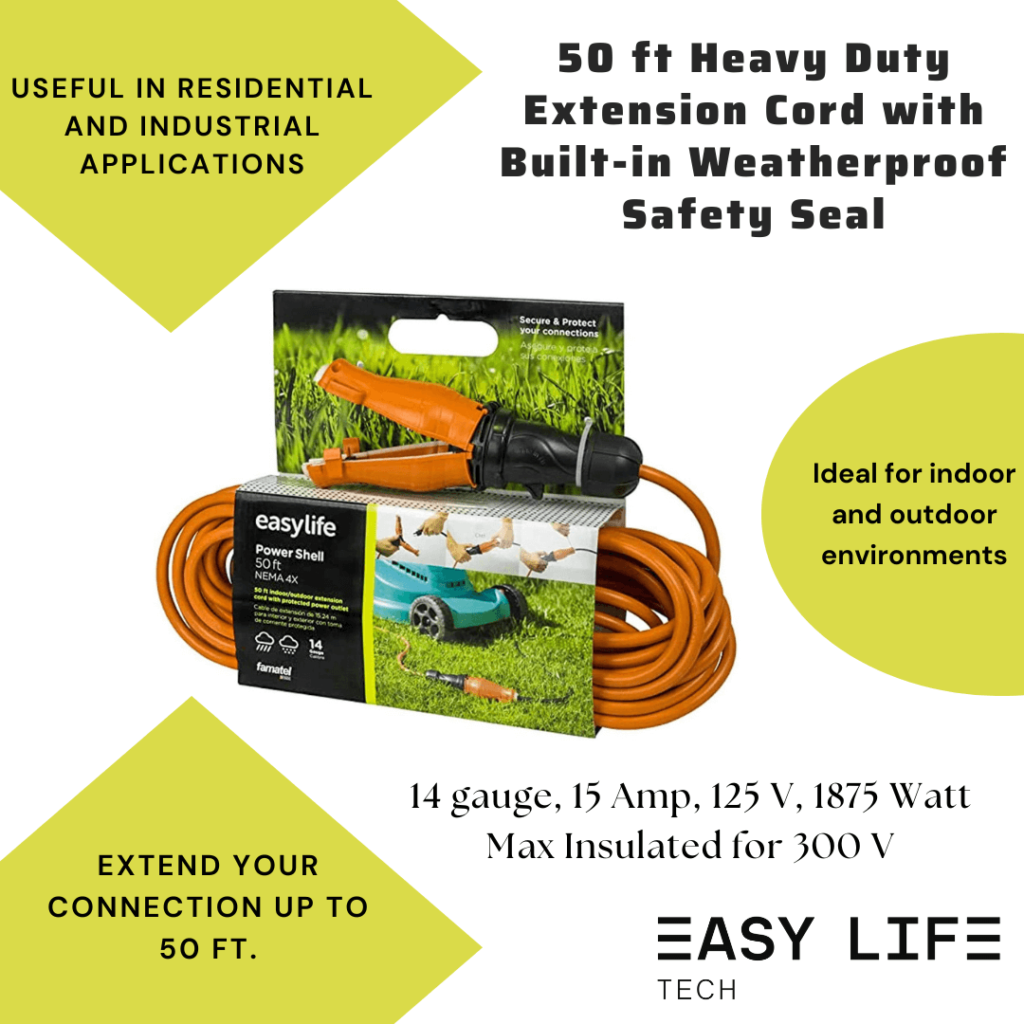 Heavy duty extension cord with weatherproof safety seal