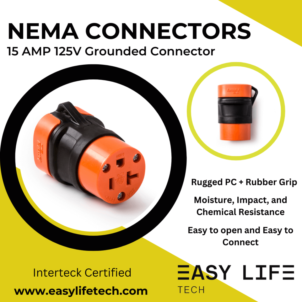 Nema 15 amp 125v grounded connector