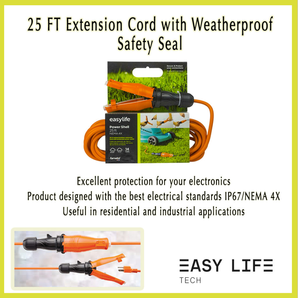 Indoor and outdoor extension cord with weatherproof safety seal