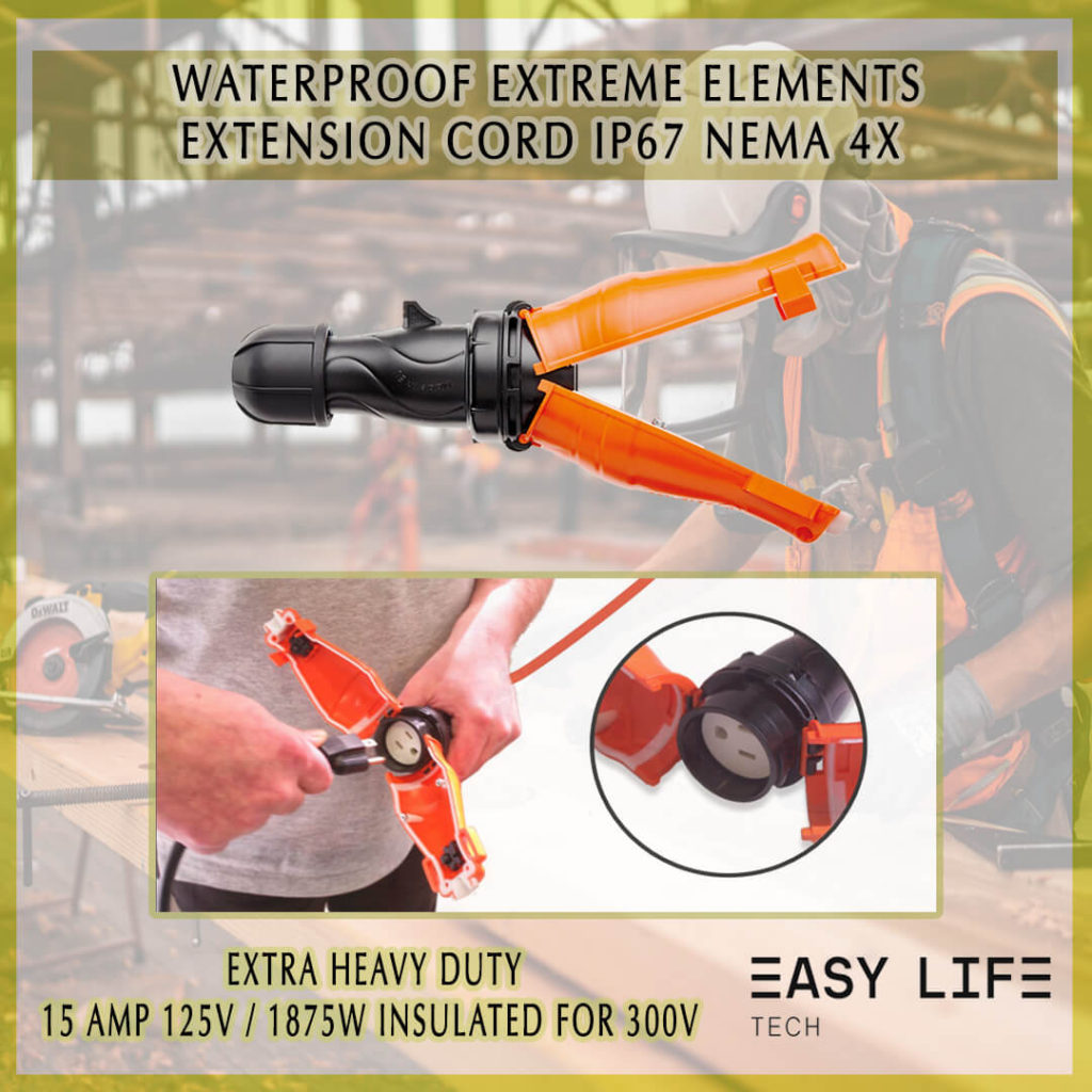 Waterproof extension cord with safety seal protection for your connections