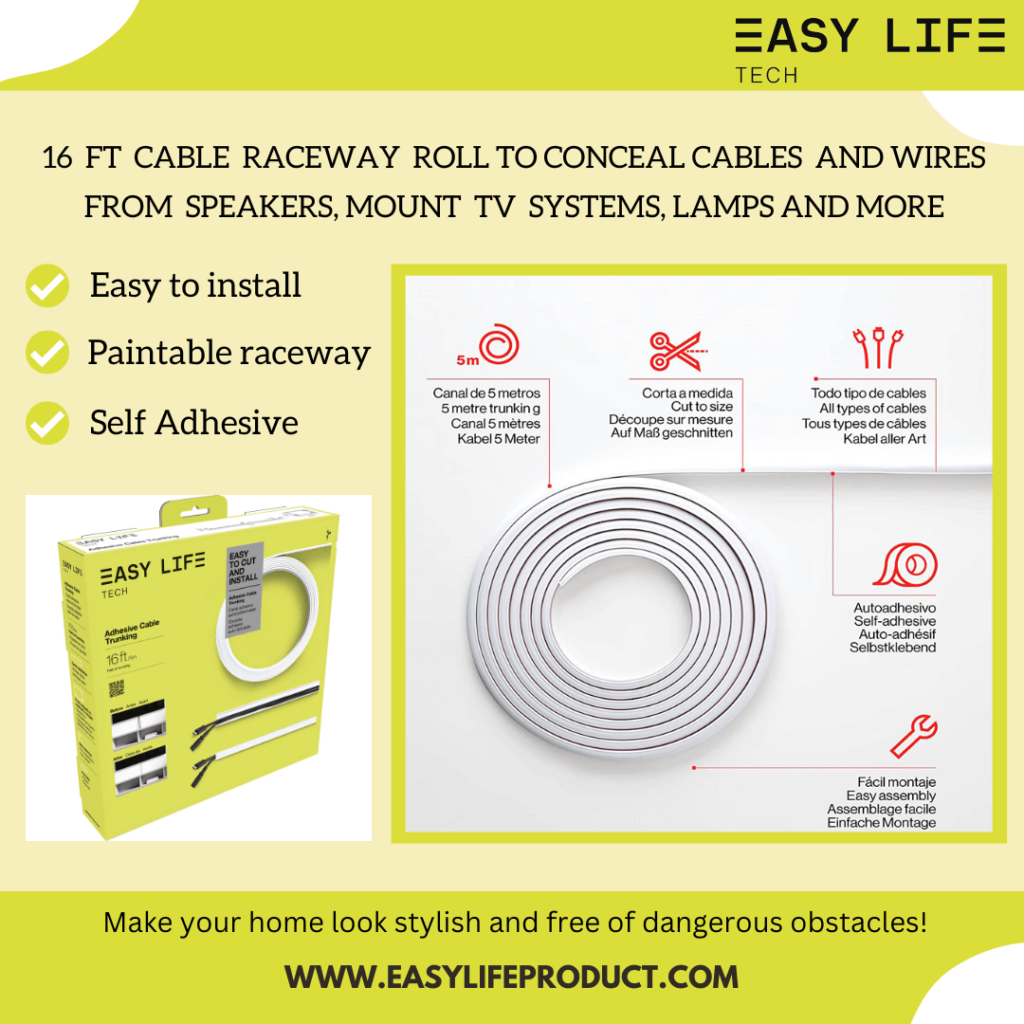 16 ft Cable raceway roll to conceal cables and wires