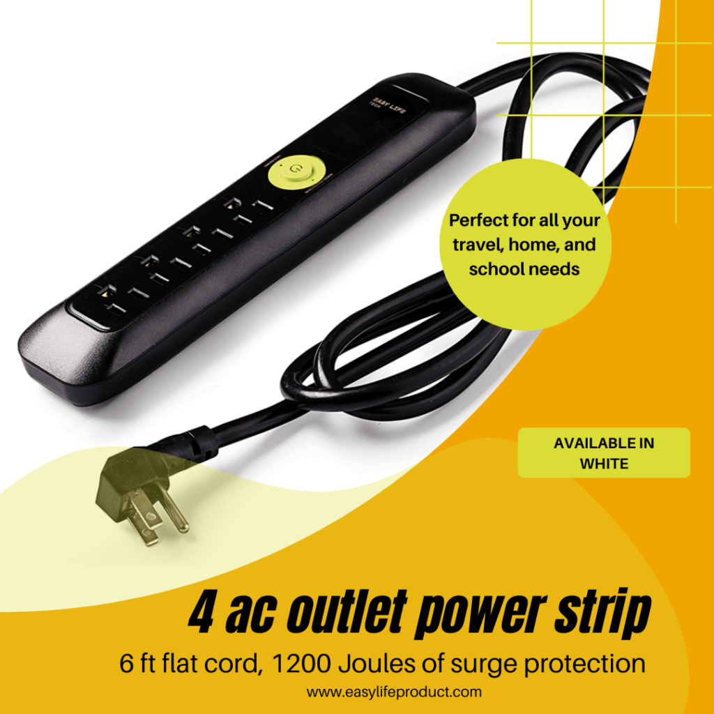 Modern compact and convenient power strip with 4 AC outlets
