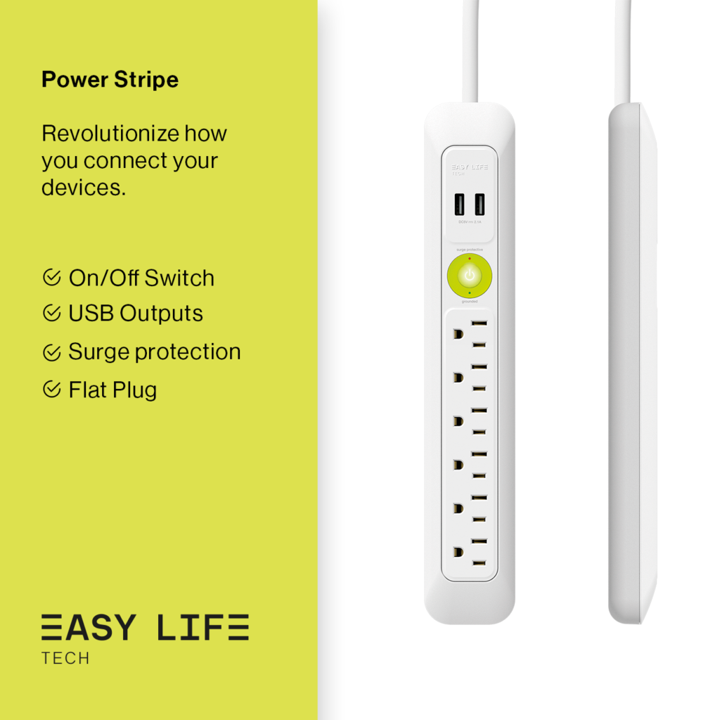 Surge protection power strip 6 outlet 2 usb ports 
