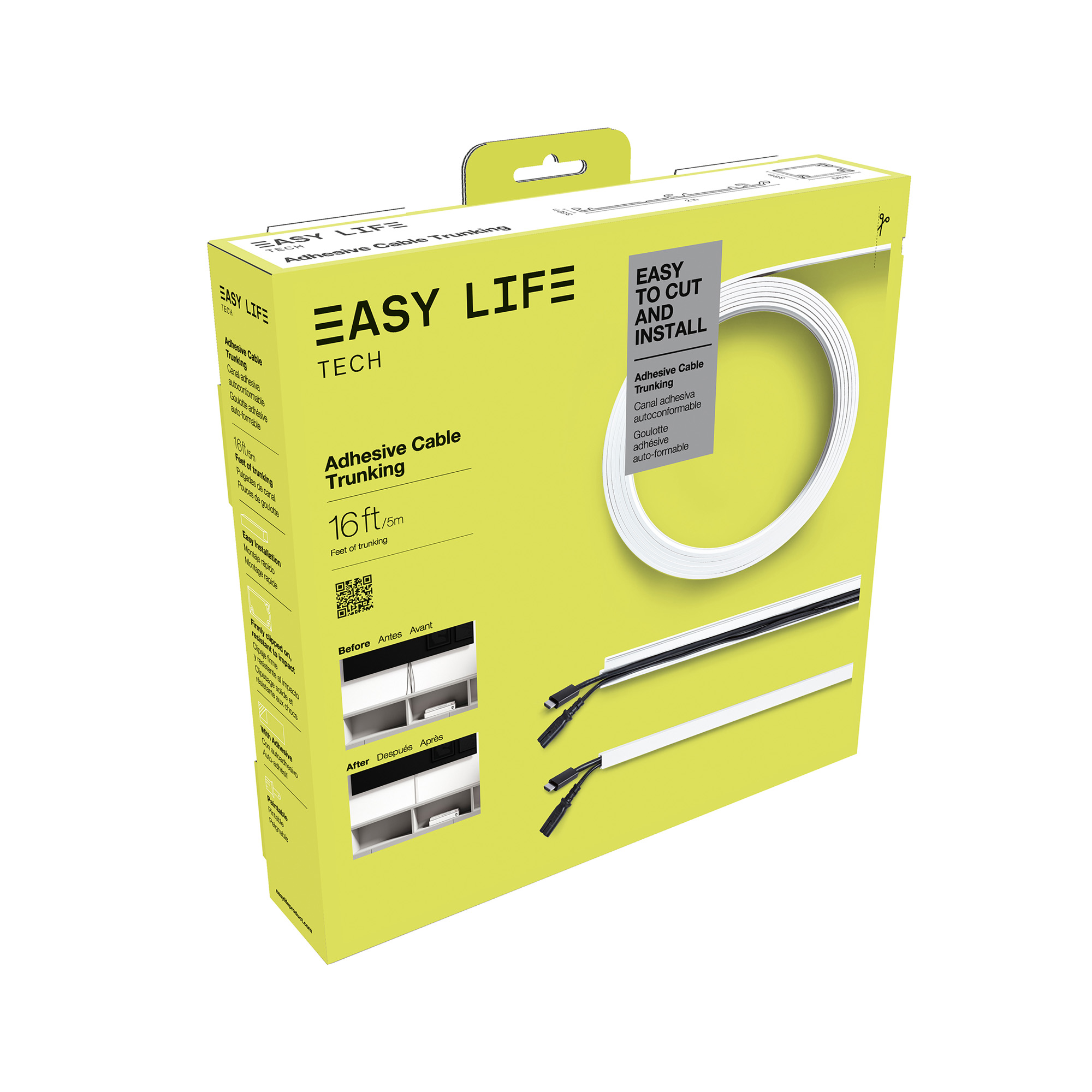 Easylife Tech Cable Management Kit 10 ft White 0.98 x 0.63 x 30 inch