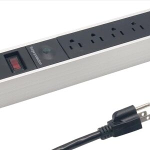 Easylife Tech aluminum surge protector – 6-outlet slim power strip with overload protection, durable design for home and office electronics