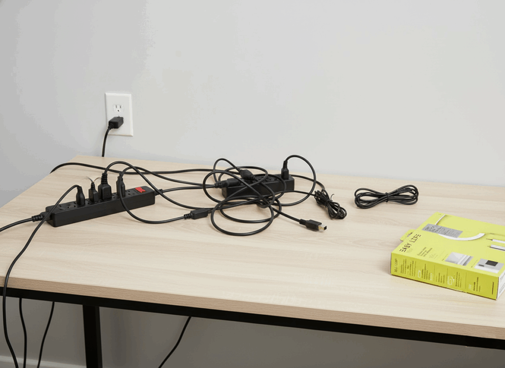 Hands installing EasyLife Tech cable trunking on a wall — simple DIY cable management for clean and organized workspace.