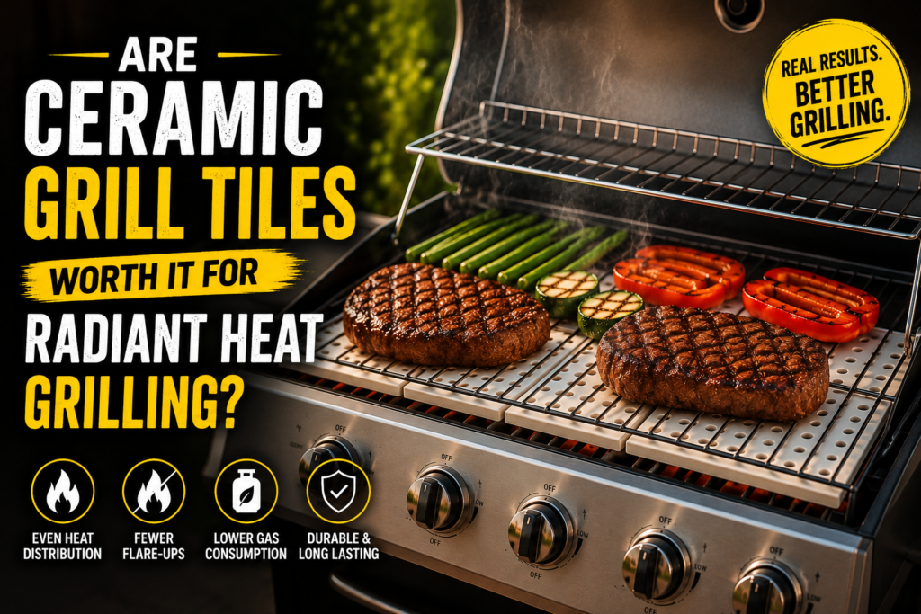 Are Ceramic Grill Tiles Worth It for Radiant Heat Grilling Are ceramic grill tiles worth it for radiant heat grilling, or is the heat-distribution promise just another packaging claim that falls apart at the grill grate? That question is fair, especially for anyone who has already tried flavorizer bars, lava rocks, or standard briquettes and walked away with the same scorched edges and undercooked centers they were trying to fix. Grill owners doing their homework before buying tend to want more than a features list. They want to know whether ceramic grill tiles actually change what happens to the food, or whether they are simply a modern repackaging of older heat management tools. The mechanics are straightforward once you break them down, and the science behind radiant heat grilling is more practical than it might sound on a product page. Quick Answer: Are Ceramic Grill Tiles Worth It Yes. Ceramic grill tiles absorb heat from the burner flame and re-radiate it evenly across the cooking surface, rather than letting direct flame contact the food unpredictably. This radiant heat layer reduces flare-ups, cuts hot and cold zones, and can lower gas consumption because the tiles retain heat efficiently at lower burner settings. For grillers dealing with uneven cooks or frequent flare-ups, the upgrade delivers real, measurable results. How Radiant Heat Grilling Works Direct flame cooking sends bursts of heat upward with very little control over where that energy lands on the grate. Radiant heat grilling changes the equation by placing a layer of material between the burner and the food that absorbs the thermal energy first, then releases it steadily and evenly. EasyLife Tech ceramic grill tiles are made from cordierite ceramic, a material chosen for its ability to take on high heat without cracking while distributing that heat uniformly. The same principle applies to pizza stones and kiln bricks, both of which are engineered to store thermal energy and release it at a consistent rate rather than in unpredictable spikes. The result is a cooking environment that stays steady even when the burner output shifts slightly during a long session. How Ceramic Tiles Absorb and Hold Heat Ceramic has a high thermal mass, which means it can take in a significant amount of heat before its own surface temperature rises noticeably. Once fully heated, it gives that energy back slowly and consistently across the entire surface, which is what produces the even sear that radiant heat grilling is known for. This behavior holds even when burner output fluctuates slightly, because the tile itself acts as a buffer against those changes. That buffering effect is also what separates ceramic grill tiles from lava rocks and standard briquettes. Lava rocks degrade over time, absorb grease unevenly, and become harder to clean the longer they are in use. Ceramic grill tiles hold their structure through repeated heat cycles and clean up with a simple flip and burn, with no scrubbing required. Flare-Up Control Explained Flare-ups happen when dripping grease reaches an open flame directly. Ceramic grill tiles intercept that path, catching the drippings and burning them off gradually rather than igniting them instantly. This is one of the core reasons grillers see fewer flare-ups after switching, and it also explains why food tends to come off with less bitter, charred flavor from unexpected flame contact. The grease management difference is especially noticeable during longer cooks or when working with fattier cuts. Instead of a sudden flare that forces you to move food around the grate, the ceramic tile layer handles it without any intervention needed. Ceramic Grill Tiles Performance Breakdown A fair evaluation should cover the categories that matter most to everyday grilling rather than controlled lab conditions. ● Heat distribution: Excellent, with minimal hot and cold zones across the cooking surface. ● Flare-up control: Strong, since grease burns off gradually rather than igniting on contact with open flame. ● Gas efficiency: Improved, as tiles hold heat well enough to cook effectively at lower burner settings. ● Durability: Long-lasting cordierite ceramic that resists cracking through repeated heat cycles. ● Maintenance: Simple. Tiles clean up by flipping and burning off residue, with no scrubbing required. Is a Ceramic Grill Tile Setup Right for Your Grill A few practical questions help narrow down whether the upgrade makes sense before buying. What is your biggest grilling frustration? If flare-ups or uneven cooking are the main complaints, radiant heat grilling directly targets both. Grillers who already have good heat control on their current setup may see a smaller difference than those dealing with consistent hot spots or repeated flaring. What size is your grill? EasyLife Tech ceramic grill tiles measure 6 by 3 inches and snap apart by hand, so a set of 15 can be configured to fit most gas grill burner layouts without cutting or guesswork. How much upkeep are you willing to do? Ceramic tiles need only an occasional flip-and-burn cycle to stay clean. Compared to scrubbing grease-soaked lava rocks or replacing degraded briquettes, the maintenance load is noticeably lower. Why Choose EasyLife Tech Ceramic Grill Tiles EasyLife Tech ceramic grill tiles are built from durable cordierite ceramic designed to deliver consistent radiant heat grilling without cracking or breaking down over time. The snap-apart design means you are not working around a fixed tile size that may or may not match your burner layout. ● Snap-apart sizing that adapts to nearly any gas grill ● Even heat distribution that reduces flare-ups and hot spots ● Lower gas consumption from efficient heat retention ● Simple flip-and-burn cleaning with no scrubbing required ● A dependable upgrade from lava rocks and standard briquettes The Verdict on Ceramic Grill Tiles and Radiant Heat Are ceramic grill tiles worth it for radiant heat grilling? The science of how ceramic handles thermal energy supports a clear yes, and the real-world results back that up with steadier cooking temperatures, fewer flare-ups, and noticeably less gas used per session. For grillers who have been living with uneven cooks and surprise flare-ups, switching to a ceramic tile setup is one of the more practical upgrades available. It addresses the actual cause of those problems rather than adding another tool on top of them. Ready to upgrade your setup? Shop Now and see what EasyLife Tech ceramic grill tiles bring to your next cookout. FAQs Are ceramic grill tiles worth it? Yes, ceramic grill tiles can provide more consistent heat distribution, fewer flare-ups, and better heat retention than some traditional grill media. They are particularly useful for grillers dealing with hot spots, uneven cooking, or frequent flare-ups. Do ceramic grill tiles improve radiant heat grilling? Yes, ceramic grill tiles absorb heat from the burners and radiate it steadily across the cooking surface. This creates a more consistent cooking environment and reduces the intensity of direct flame reaching the food. Are ceramic grill tiles better than lava rocks? Ceramic grill tiles offer more consistent heat retention and are generally easier to maintain than lava rocks. They also resist repeated heat cycles well and can be cleaned through a simple flip-and-burn process. Do ceramic grill tiles reduce flare-ups? Yes, ceramic grill tiles create a barrier between dripping grease and the burner flame, allowing grease to burn off more gradually. This can reduce sudden flare-ups and help prevent unexpected charring during cooking. How do you clean ceramic grill tiles? Ceramic grill tiles can typically be cleaned by flipping them over and running the grill at a high temperature to burn off accumulated grease and residue. This makes routine maintenance easier without requiring scrubbing or harsh cleaners.