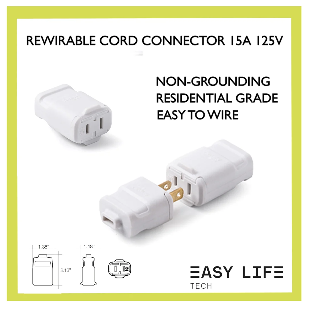 Rewirable Cord Connector 15A 125V