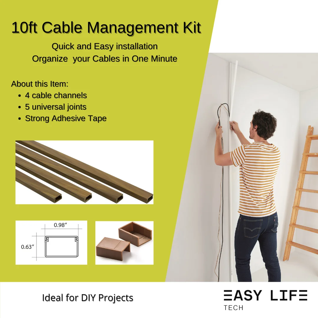 Organize your cables in one minute 10 ft Cable management kit